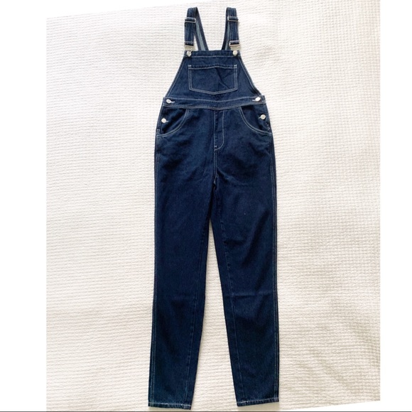 WEWOREWHAT Denim Basic Overalls Dark Wash - Picture 3 of 14